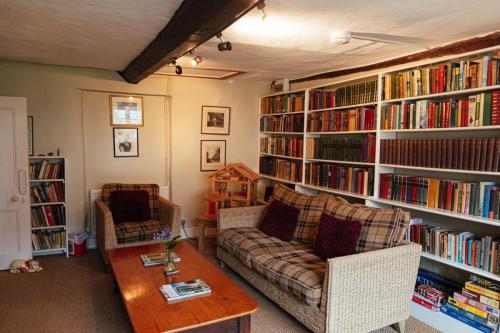 Traditional Library with Piano